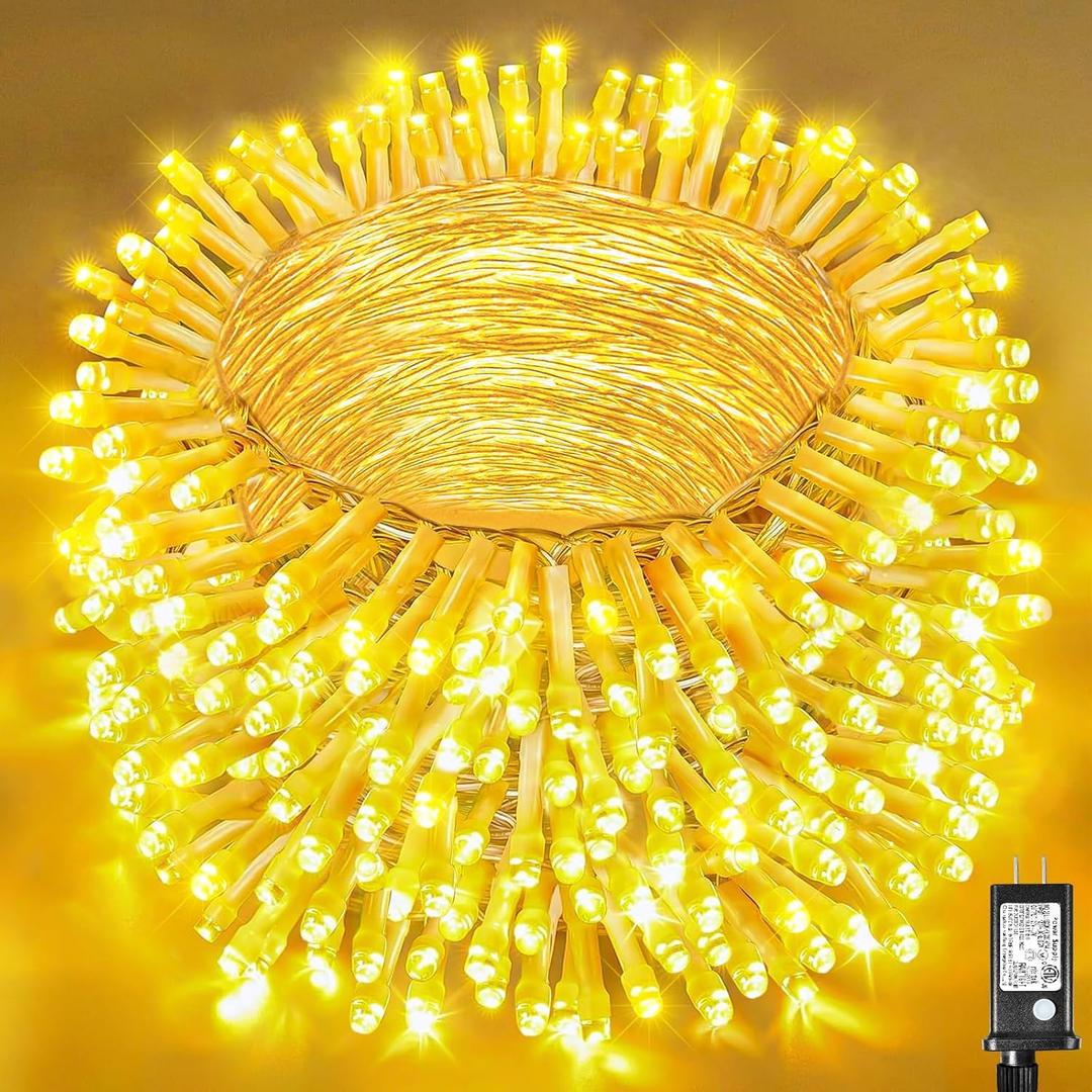 165FT 500 LED Christmas Lights Outdoor Indoor, Connectable Warm White String Lights 8 Modes Clear Wire Waterproof Plug in Twinkle Fairy Light for Classroom Wedding Tree Bedroom Decorations