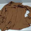 SweatyRocks Women's Wrap Lantern Sleeve Dressy Blouses Collared V Neck Business Casual Tops (Brown, S)