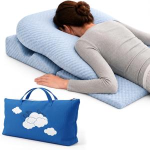 Cooling Fabric Adjustable Massage Pillow Face Down,Post Surgery Recovery: Eye/Vitrectomy/BBL,Stomach/Face Down Sleeping,3-Vent Design,Maximum Airflow,Washable Pillow Guards,Storage Bag
