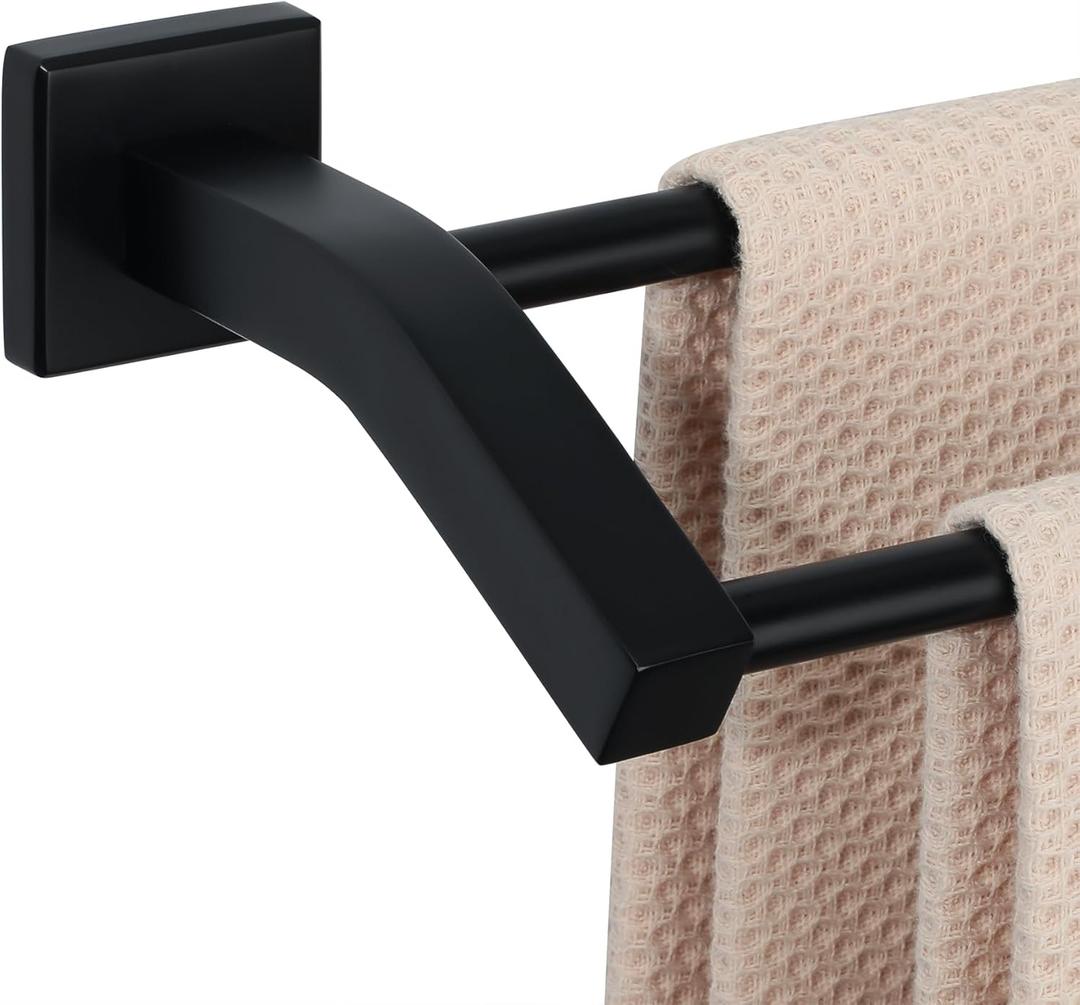 Alise Bath Double Towel Bars,Towel Holder Towel Racks for Bathroom Lavatory,24 Inch SUS304 Stainless Steel Towel Hanger Towel Rail Wall Mount,Matte Black,GK9009-B