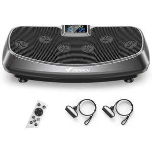 MERACH Vibration Plate Exercise Machine, 3D & 4D Vibration Plate for Lymphatic Drainage Weight Loss with 2 Tension Ropes, Whole Body Vibration Platform for Women Men, Exercise Equipment for Home