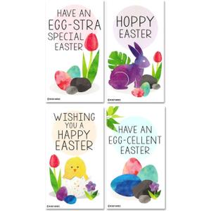 Nerdy Words Mini Easter Gift Tags (Wallet-Sized Cards with Tiny Envelopes) for Family Friends and Classroom Handouts (Set of 32)