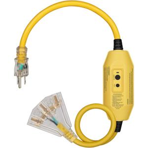 DEWENWILS 3 FT Automatic GFCI Extension Cord Outdoor, 12/3 Gauge Extension Cord for Multiple Appliances, Heavy Duty Power Cable with LED Lighted 3 Prong Plug, Yellow, UL Listed
