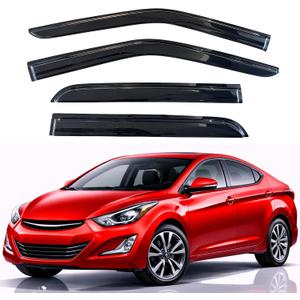 KPY Rain Guards Fit for 2011-2016 Hyundai Elantra Sedan, Out-Channel Window Visors Vent Wind Deflectors 4PC, Car Accessories for 11-16 Elantra Sedan (Excludes GT)