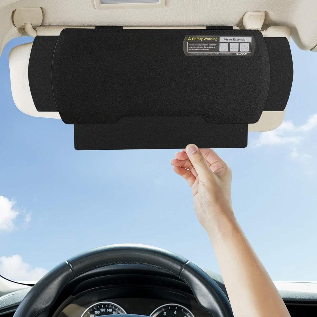 Car Visor Sunshade Extender, Window Shade, Anti-Glare Sun Blocker for Driver or Front Seat Passenger,1 Piece (Black) (One Size)