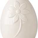 4.3 Inch Ceramic Easter Egg Statue with Flower Pattern, Handmade Eggs Figurine Decorations for Spring Party Living Room Home Decor (White Flower) 5 Pack
