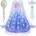Latocos Light Up Princess Costume for Girls Kids Princess Dress Up Cloths for Little Girls Birthday Halloween Cosplay, Size 120