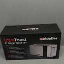Mueller UltraToast Full Stainless Steel Toaster 2 Slice, Long Extra-Wide Slots with Removable Tray, Cancel/Defrost/Reheat Functions, 6 Browning Levels with LED Display, Housewarming Gifts New Home