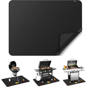 FLASLD Under BBQ Mat, 36x48 inches Large Under Grill Mats for Outdoor Grill, Double-Sided Fireproof Protective Mat, Oilproof Waterproof BBQ Fire Pit Fireplace Mat