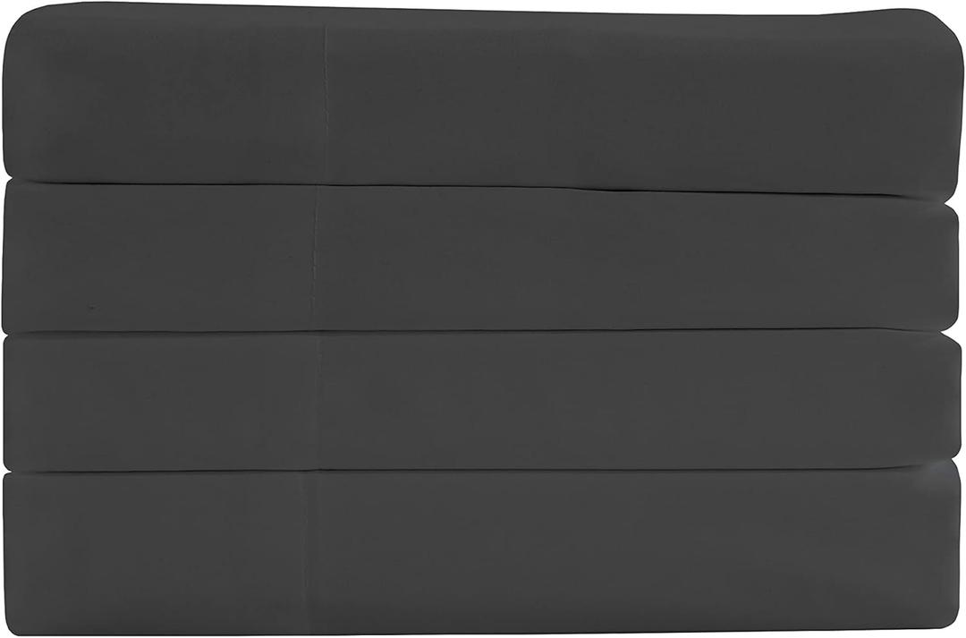 Sheets & Beyond Super Soft 1800 Series Cotton Touch Microfiber 4 Piece Sheet Set (Charcoal, King Size)