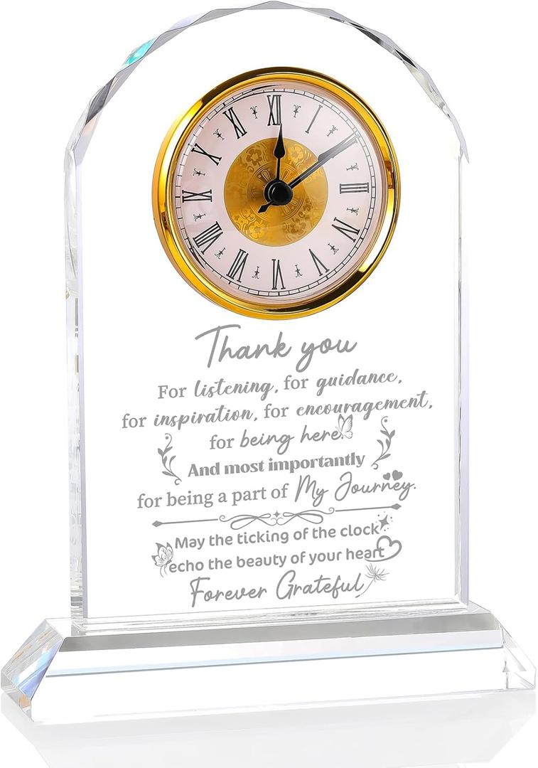 Thank You Gifts Clock for Women, Men, Appreciation Gift for Friends, Coworkers, Teacher - Inspirational Quotes Gifts for Mom, Sister - K9 Crystal Thank You Clock Desk & Home Decor Thank You Gifts Clock for Women, Men, Appreciation Gift for Friends, Coworkers, Teacher - Inspirational Quotes Gifts for Mom, Sister - K9 Crystal Thank You Clock Desk & Home Decor