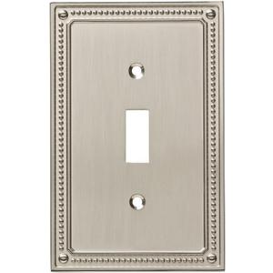 Franklin Brass Classic Beaded (1-Pack) Decorative Light Switch Cover Wall Plate Brushed Nickel 1-Gang Toggle Guard Electrical Outlet W35058-SN-C (Single)