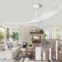 Ceiling Fan with Remote Control No Light, 52" Low Profile Ceiling Fan Outdoor/Indoor, 3 Blades 6 Speeds Reversible DC Motor Modern Ceiling Fans for Patio, Bedroom, Living Room, Porch (White) (52" White)