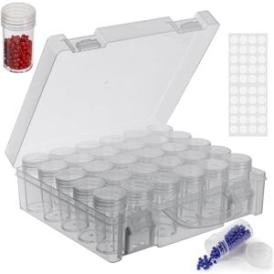 30 Slots Diamond Painting Storage Containers, Bead Organizer, Plastic Bead Storage Containers Clear Diamond Art Accessories Storage Boxes for Beads Seeds Rhinestones Craft (1 Pack) (1 Pack - The outer box: 6.7" x 5.9" x 2.0")