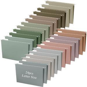 Yaomiao 24 Pcs 11.6 x 9 Inches Hanging File Folders Letter Size File Organizer Multicolor Hanging Folders with Tabs for Home Classroom Office School Supplies, 12 Colors (Morandi Color)