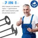 NINEFOX 2 Pcs Multifunctional Sink Wrench, Multifunctional Basin Wrench, 7-Type Sink Wrenchs Faucet Tool, Washbasin Wrenchs Set, for Kitchen Bathroom Tight Spaces