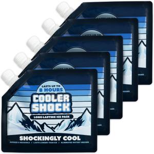 Cooler Shock Reusable Ice Packs for Cooler - Long Lasting Cold Freezer Packs for Coolers and Lunch Boxes - Cooler Ice Packs for Camping Gear, Fishing, Road Trips, Beach Must Haves