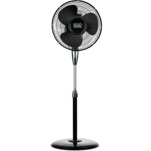 BLACK+DECKER 16 Inches Stand Fan with Pedestal Base, Height Adjustable Pedestal Fan with Remote and Touch Control Panel, Free Standing Fan with 90-Degree Oscillating and 3-Speed Settings, Black