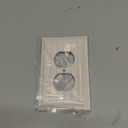 2-Pack Classic Beadboard Duplex Outlet Cover Plate, Decorative Light Almond Switch Plates and Outlet Covers, Natural Bamboo Fiber Wall Plates for Electrical Outlets, 1 Gang Receptacle Cover