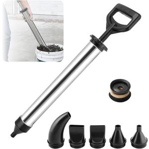 Mortar Pointing Grouting Gun, Cement Caulking Pump with 5 Nozzles for Grouting of Doors & Windows, Stainless Steel Mortar Sprayer Applicator Tool for Grouting, Sealing, Joint Filling (Black)