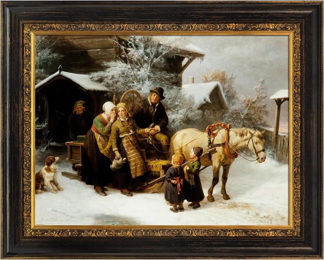 Vintage 16x20 Frame for Canvas Oil Paintings, Black Gold Heavy Wood Frames for Memorial Portraits, Ornate Open Back Wall Frame for Artists Designers Show, No Cover & Back