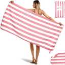 2-Pack Microfiber Beach Towels Set (63"x31.5" + 31.5"x16") | Oversized Quick Dry Sand Free Travel Towel for Beach Pool Gym Camping (Pink)