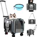 Pet Carrier Airline Approved, Expandable Pet Cat Carriers with Wheels for Dogs, Airline Approved Cat Dog Carrier, TSA Approved Pet Carrier In Cabin, Pet Dog Cat Carrier Soft, Cat Travel Carriers (Grey)