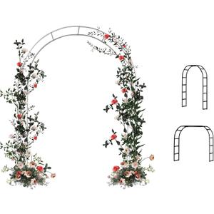 7.8 Ft Metal Garden Arbor Wedding Arch, 2 Sizes Free Combination for Various Climbing Plants, Rose Vines, Bridal Party Decoration (White)