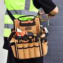 Tool Belt Bag | LOKASS Canvas Electrician Tool Pouch | 23 Pockets&Loops for Tool Organizer | Utility Pouch with Adjustable Belt and Shoulder Strap for Men/Women/Carpenter/Electricians/Constructors