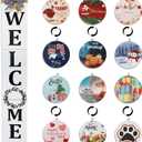 Welcome Sign for Front Porch 47inch,Wooden Interchangeable Vertical Home Wall Decor,Standing and Hanging Farmhouse Outdoor Indoor Decor Welcome Door Sign for Fall Harvest Halloween Christmas (White)