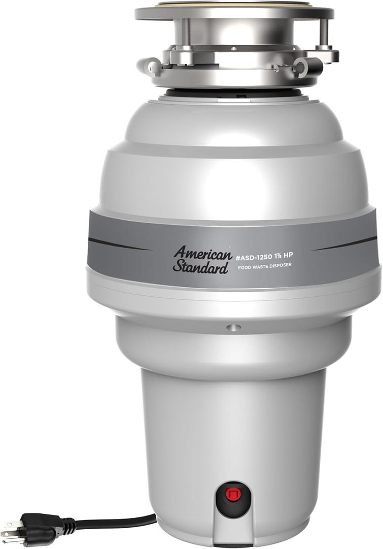 American Standard 10-US-ASD-1250 Premium Garbage Disposal with 3-Bolt Mount System and Odor Protection Processor, Stainless steel, Silver