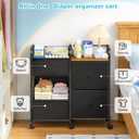 Baby Diaper Caddy Organizer Cart with Wheels, 2 Tier Rolling Cart with Dividers and Drawers, Mobile Utility Cart Bedside for Nursery, Bedroom, Baby Newborn Essentials Storage Cart, Black