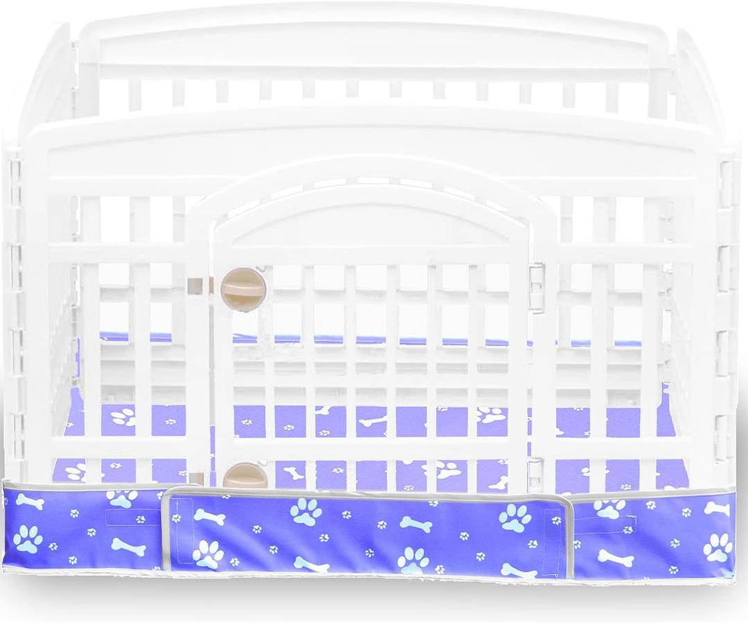 Dog Playpen Bottom Pad Fits for 36 Inch 4 Panels Exercise Pet Playpen, Dog Crate Pad Puppy Playpen Pad, Hoop and Loop Design (Note: Playpen Not Included). -Blue
