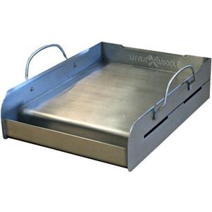 griddle-Q GQ120 100% Stainless Steel Medium-Sized Professional Griddle with Even Heating Bracing and Removable Handles for Charcoal/Gas Grills, Camping, Tailgating, and Parties (14"x16"x6.5")