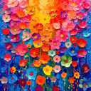 Colorful Flower Wall Puzzles for Adults, Painting Floral Art,Gradient Rainbow Flowers Wall Decoration