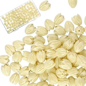 Hotop 100 Pcs Artificial Pikake Jasmine Flower Beads Coral Flower Shell Beads for Jewelry Making Necklace Bracelet Supplies Scrapbooking DIY Crafts Wedding Decors(13 x 10 mm,Ivory)
