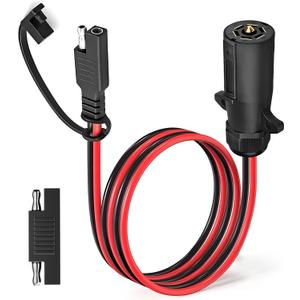 Groovely 7 Way Trailer Plug to 2 Pin SAE Power Supply,7 Pin Round RV Trailer Plug to 10 AWG SAE Cable 12V Connector with Reverse Adapter for RV Truck Trailers (2Ft)