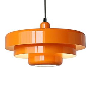 DoungRos Mid Century Pendant Light Fixtures Orange Ceiling Pendant Lighting 3-Layer Metal Shade Design Vintage Hanging Light Flush Mount Light for Kitchen Island Dining Table Hallway (Orange)