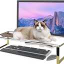 Keyboard Cat Protector - 20" Large Monitor Stand 2 in 1 Clear Acrylic Keyboard Cover Long Acrylic Monitor Stand Keyboard Protective Cover for Desk 108 Keyboard Protector Laptop Computer Monitor