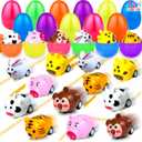 12 Pack Filled Easter Eggs with Toys Inside, Animals Bunny Pull Back Cars Easter Eggs Filled for Kids Boys Girls Easter Egg Hunt Party Favors Easter Basket Stuffers Essential Filler Classroom Prize