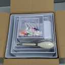 8 Pcs White Buffet Risers with Mini Table Sign, Serving Tongs, Acrylic Food Risers for Buffet Table Display Stand Shelf for Party Catering Dessert Jewelry Collectibles (Size 9" 8" 7" 6" 5" 5" 4" 4")