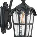 17.1'' Aluminum Outdoor Wall Lights- Black Roman Style Waterproof & Anti-Rust Exterior Lighting Fixtures, Hammered Outdoor Wall Lantern for Porch Patio Garage Courtyard Hallway Doorway