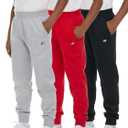 New Balance Boys Fleece Jogger 3 Pack  Kids Soft Cotton Blend Fleece Sweatpants with Pockets, Athletic Fit, Sizes 4-20 (5-6, Black/Red/Grey)