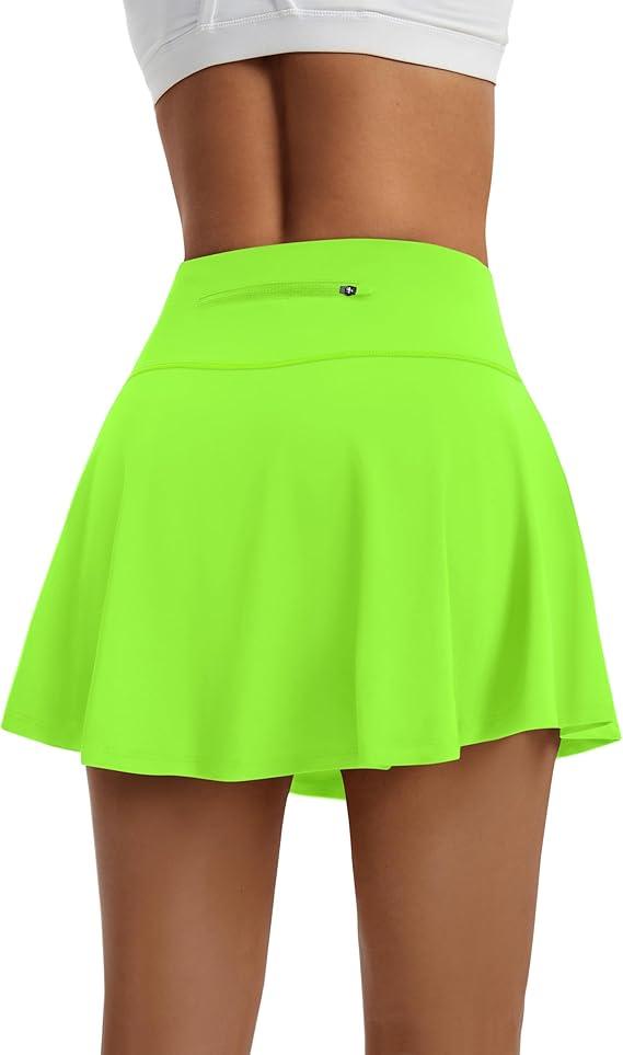 LXNMGO Women's High Waist Pleated Tennis Skirt with 4 Pockets Lightweight Athletic Golf Skorts Skirts for Running Workout (Medium, Green)