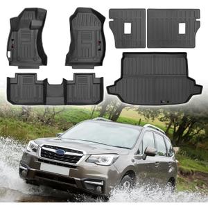 Custom for 2013-2018 Subaru Forester Floor Mats Trunk Cargo Liner and Backrest Mat Set All Weather TPE Accessories (for 2013-2018 Subaru Forester Full Set)
