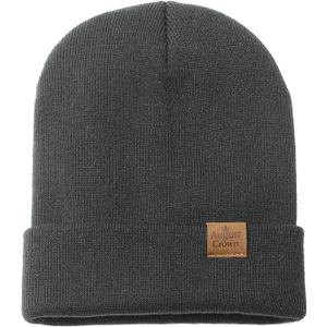 August Crown Unisex Double Layer Knit Winter Beaniehat (Black & Gray 2 Pack)