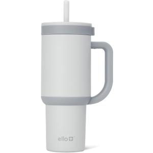 Ello Oasis 24 oz Tumbler with Handle & Retracting Straw | Reusable Insulated Stainless Steel Cup 100% Leakproof, Gifts for Teens Women Men | Keeps cold for 24 Hours, Cup Holder Friendly, Grayscale