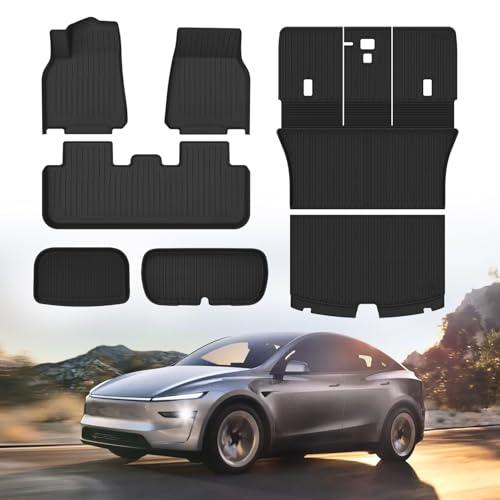 BRYOUS Floor Mat for 2025-2026 New Model Y Juniper 7PCS Full Set Floor Mats with Front Rear Cargo Liner & Second Row Seat Back Mats & Anti-Scratch Rear Bumper Guard Mats Interior Accessories