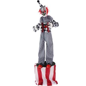 Haunted Hill Farm Squatting Clown Dog Halloween Animatronic with Movement, Sounds, and Light-Up Eyes for Scary Indoor or Covered Outdoor Halloween Decorations, Creepy Halloween Props for Haunted House (30" Crouching Clown)