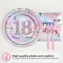 96Pcs 18th Birthday Party Decorations for Girls Time to Adult Plates and Napkins Iridescence Silver Pink 18th Tableware for Girls Time to Adult Eighteen Birthday Party Decorations Serve 24